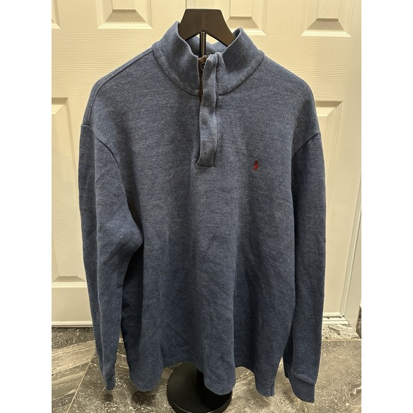 Ralph Lauren Other - polo ralph lauren mens quarter zip sweater‎ Blue With Brown Elbow Patches XXL